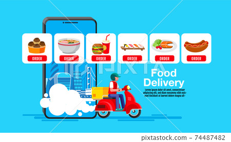 Food Delivery Banner Design, Flat design ,Online order, app, vector illustration. Food Delivery Banner Design, Flat design ,Online order, app, vector illustration. 74487482