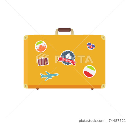 Yellow Retro Suitcase with Memory Sticker Sailboat Yellow Retro Suitcase with Memory Sticker Sailboat 74487521