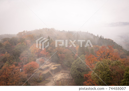 岐阜縣內木城遺址秋天的落葉 74488007