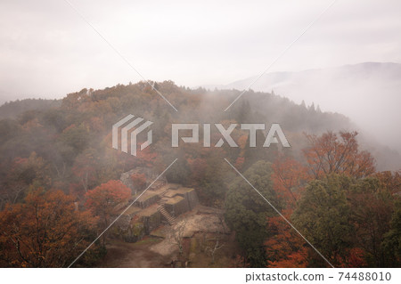 岐阜縣內木城遺址秋天的落葉 岐阜縣內木城遺址秋天的落葉 74488010