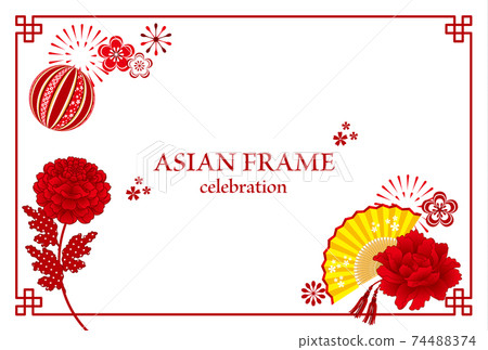 Vector illustration material of fireworks and Japanese pattern 74488374