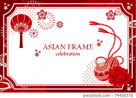 Vector illustration material of fireworks and Japanese pattern 74488378