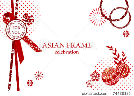 Vector illustration material of fireworks and Japanese pattern 74488385