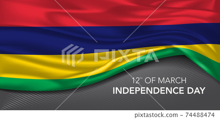 Mauritius happy independence day greeting card, banner with template text vector illustration 74488474