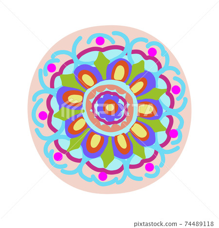 Decorative round element for creating an ornament. Bright mandala. decorative round folk ornament Decorative round element for creating an ornament. Bright mandala. decorative round folk ornament 74489118