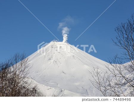 Winter Volcano Avachinskaya Sopka. active mount of Kamchatka Peninsula Winter Volcano Avachinskaya Sopka. active mount of Kamchatka Peninsula 74489498
