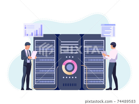 Businessmans or Engineer Working in Data Center Room 74489583