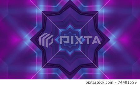 3D illustration of endless neon tunnel 3D illustration of endless neon tunnel 74491559