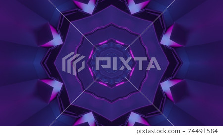 Virtual tunnel with neon illumination 3D illustration Virtual tunnel with neon illumination 3D illustration 74491584