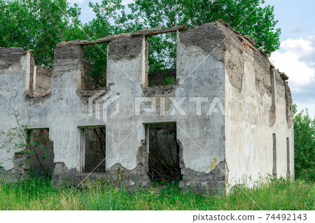 the ruins of an old building made of white brick 74492143