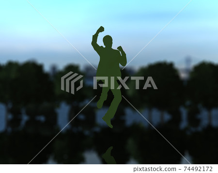 Silhouette of one man who is happy to jump CG illustration Silhouette of one man who is happy to jump CG illustration 74492172