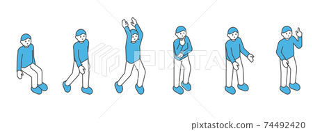 Illustration material: Male set with full body pose Illustration material: Male set with full body pose 74492420