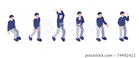 Illustration material: Male set with full body pose Illustration material: Male set with full body pose 74492421