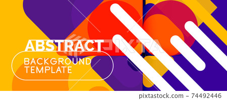 Modern geometric round shapes and dynamic lines, abstract background. Vector illustration for placards, brochures, posters and banners Modern geometric round shapes and dynamic lines, abstract background. Vector illustration for placards, brochures, posters and banners 74492446