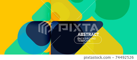 Flat geometric round shapes and dynamic lines, abstract background. Vector illustration for placards, brochures, posters and banners 74492526