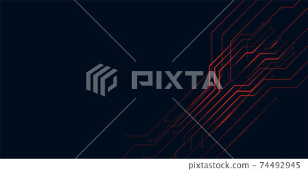 digital red circuit lines technology background...-插圖素材 [74492945 ...