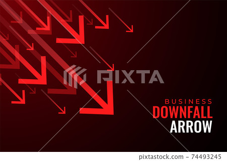 downfall red arrows of business sale drops 74493245