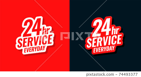 24 hour service everyday concept sticker design 74493377