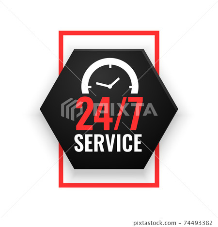 24 hour service background with clock design 24 hour service background with clock design 74493382