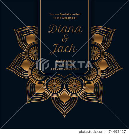 royal wedding invitation template with mandala... - Stock Illustration  [74493427] - PIXTA