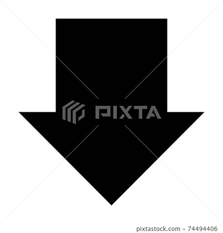 Down arrow symbol icon vector for web and application in a black flat color pictogram illustration 74494406