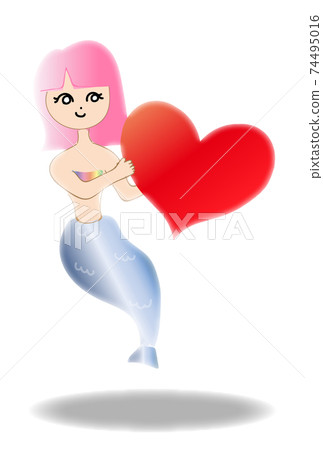 Heart and mermaid - Stock Illustration [74495016] - PIXTA