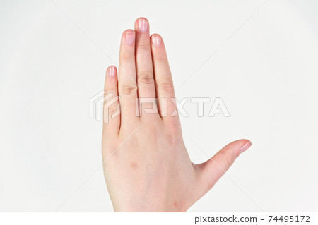 Female hand close-up isolated on white background. 74495172
