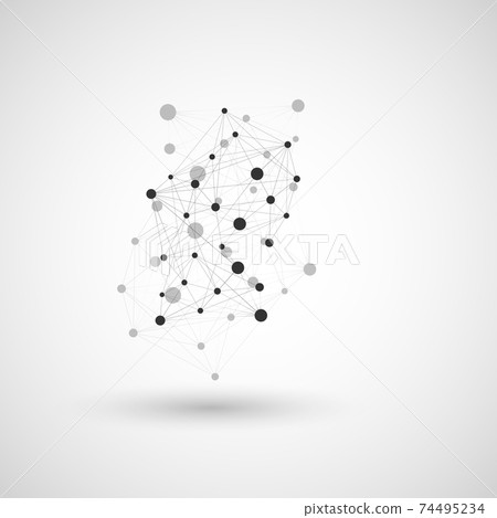 Polygonal web lines connection. Network digital triangle construction. Macromolecule and geometric vector background 74495234