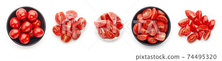 Set of tomatoes isolated on white, from above 74495320