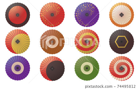 從正上方看的日本傘和禁令傘的矢量圖圖標 從正上方看的日本傘和禁令傘的矢量圖圖標 74495812