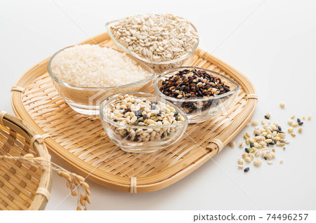 White rice, millet, pressed barley, ancient rice White rice, millet, pressed barley, ancient rice 74496257