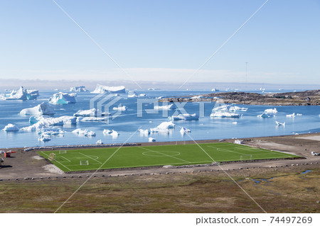 Soccer Field in Qeqertarsuaq, Greenland Soccer Field in Qeqertarsuaq, Greenland 74497269