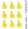 Onion icons, different emotions in cartoon style 74497627