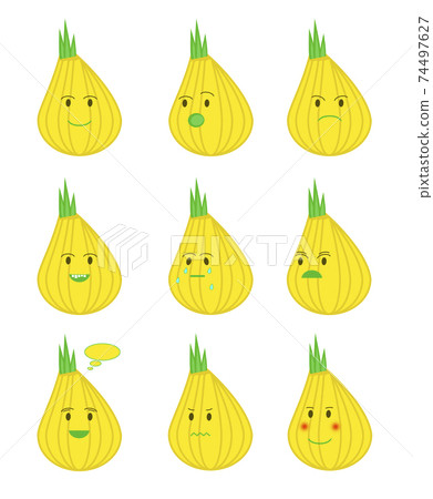 Onion icons, different emotions in cartoon style 74497627