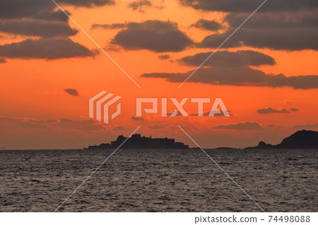 Evening view of warship island Evening view of warship island 74498088