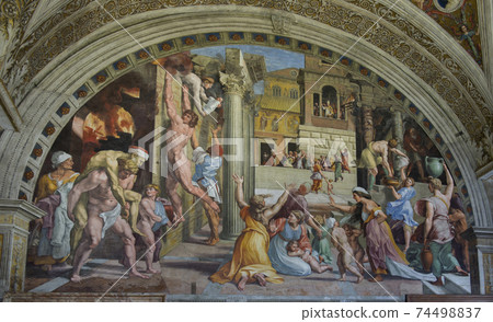 Vatican,Italy-April 04,2014: Ancient frescoes Vatican,Italy-April 04,2014: Ancient frescoes 74498837