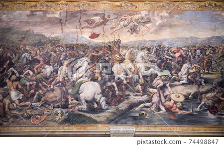 Vatican,Italy-April 04,2014: Antique tapestry(Battle of Constantine against Maxentius)  74498847