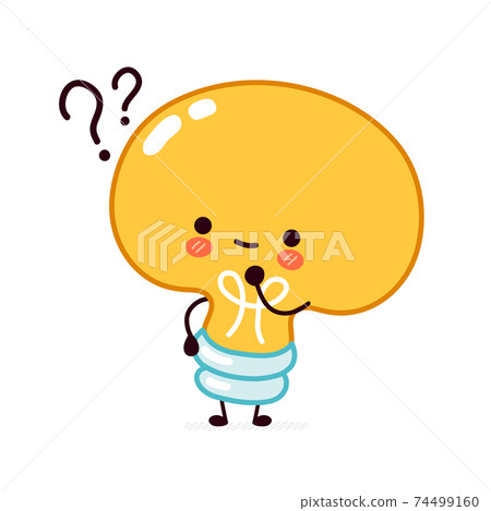 Cute funny light bulb, lamp character with... - Stock Illustration  [74499160] - PIXTA