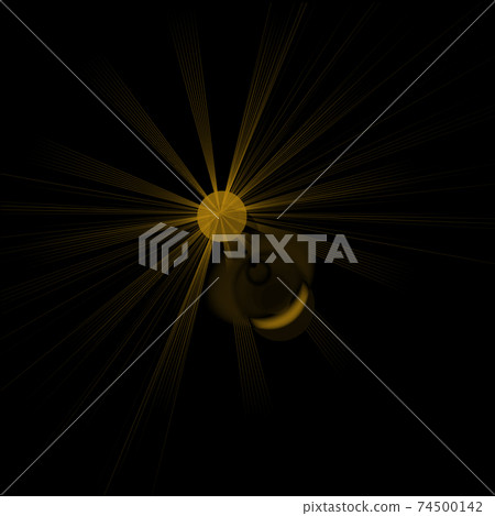 Overlay, flare light transition, effects sunlight, lens flare, light leaks. High-quality stock image of warm sun rays light effects, overlays or golden flare isolated on black background for design 74500142