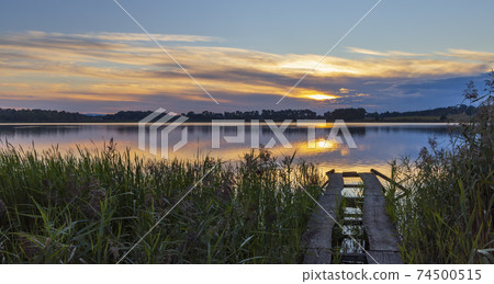 Sunset in nature reserve Rezabinec in Southern Bohemia, Czech Republic Sunset in nature reserve Rezabinec in Southern Bohemia, Czech Republic 74500515
