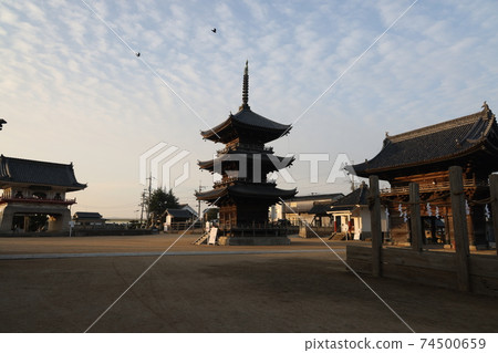 An old and beautiful building in Saidaiji, Okayama, Japan 74500659