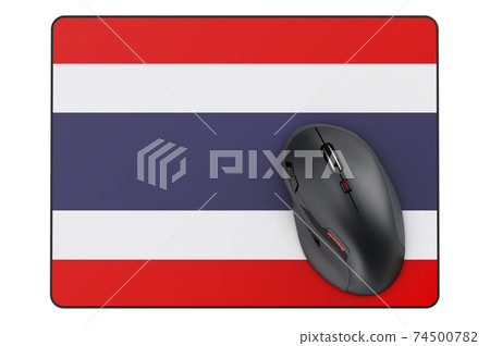 Computer mouse and mouse pad with Thai flag, 3D rendering 74500782