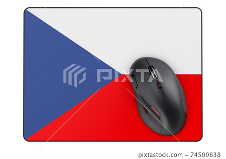 Computer mouse and mouse pad with Czech Republic flag, 3D rendering Computer mouse and mouse pad with Czech Republic flag, 3D rendering 74500838
