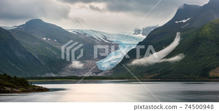 Lake Svartisvatnet and Svartisen Glacier, Norway 74500948
