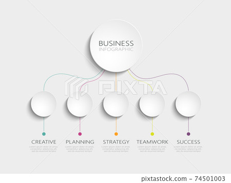 Modern 3D infographic template with 5 steps for success. Business circle template with options for brochure, diagram, workflow, timeline, web design. Vector EPS 10 74501003