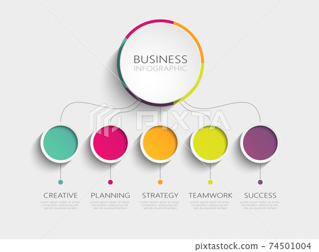 Modern 3D infographic template with 5 steps for success. Business circle template with options for brochure, diagram, workflow, timeline, web design. Vector EPS 10 74501004