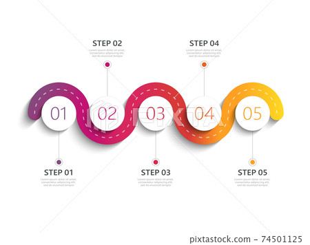 Winding road modern 3D infographic template with a phased structure. Business circle template with options for brochure, diagram, workflow, timeline, web design. Vector EPS 10 Winding road modern 3D infographic template with a phased structure. Business circle template with options for brochure, diagram, workflow, timeline, web design. Vector EPS 10 74501125