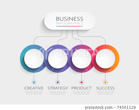 Modern 3D infographic template with 4 steps. Business circle template with options for brochure, diagram, workflow, timeline, web design. Vector EPS 10 74501129