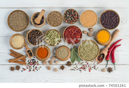 Set of various spices and herbs for cooking 74501261