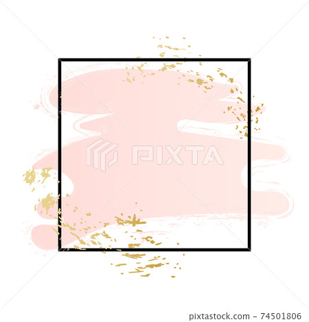 Rose and pink background stroke square frame. Vector gold pink brush makeup beauty abstract Rose and pink background stroke square frame. Vector gold pink brush makeup beauty abstract 74501806